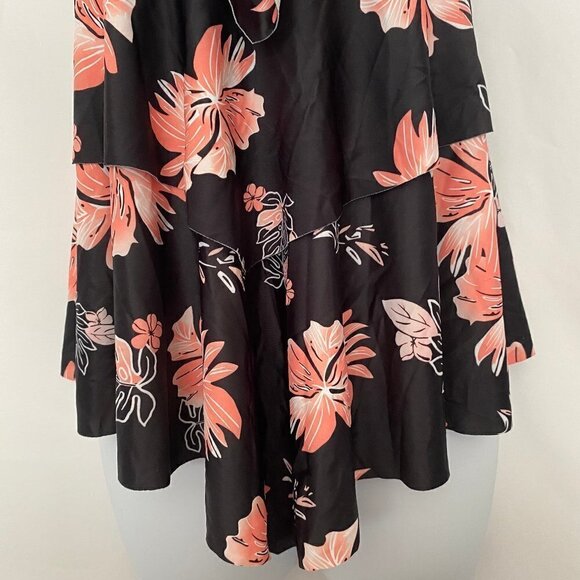 2 Piece Black Ruffle Layered  Floral Bathing Suit - Picture 3 of 12